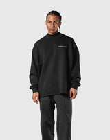 Oversize Mock Neck Pullover - Black