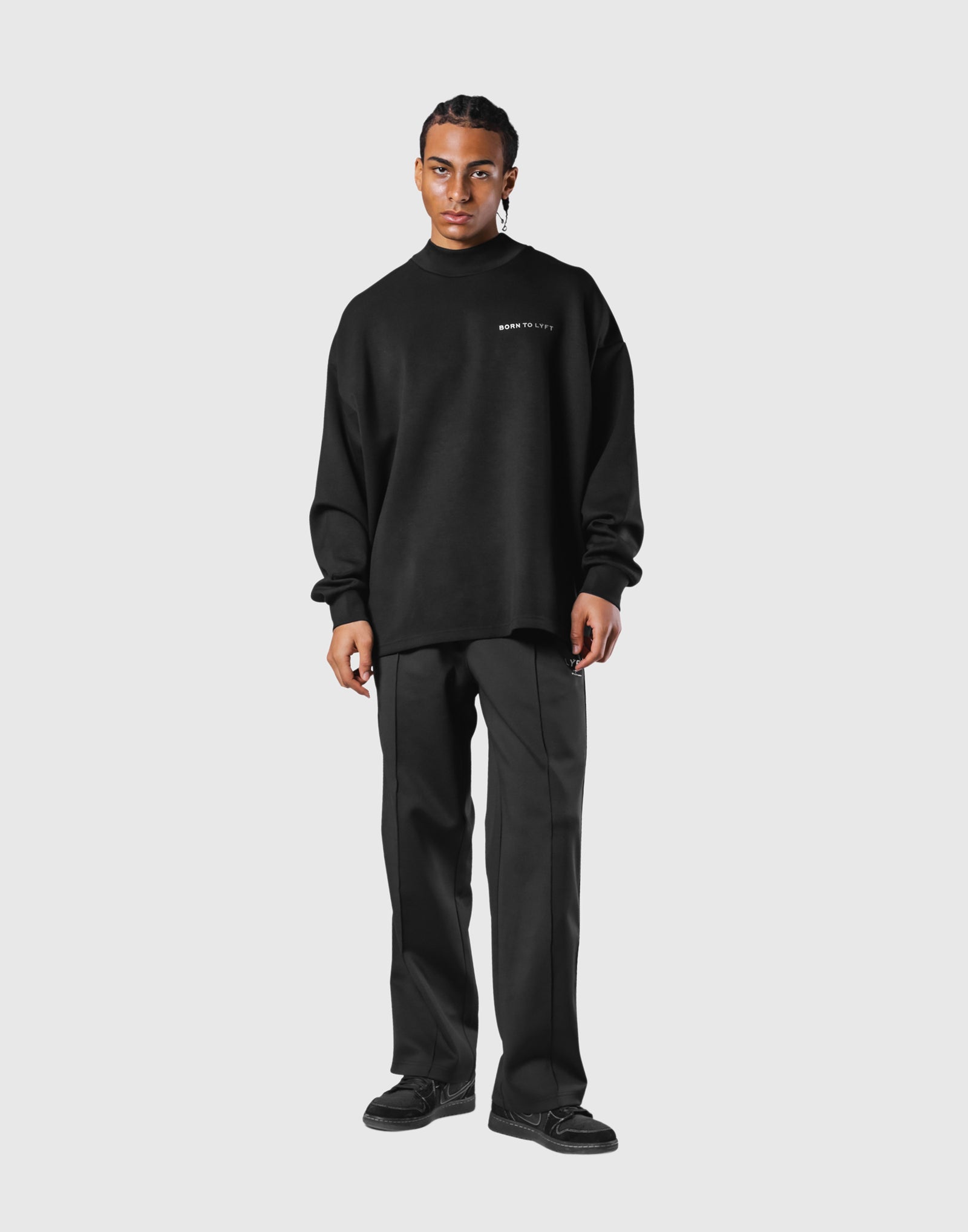 Oversize Mock Neck Pullover - Black – LÝFT