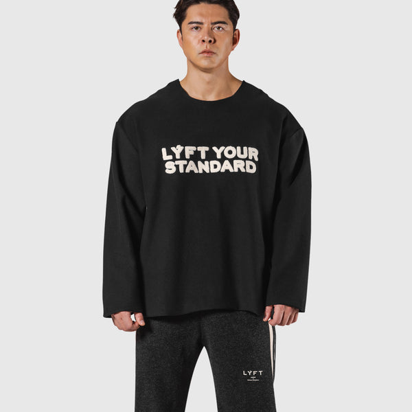 Pile Wappen Knit Like Loose Sweat Shirt - Black – LÝFT