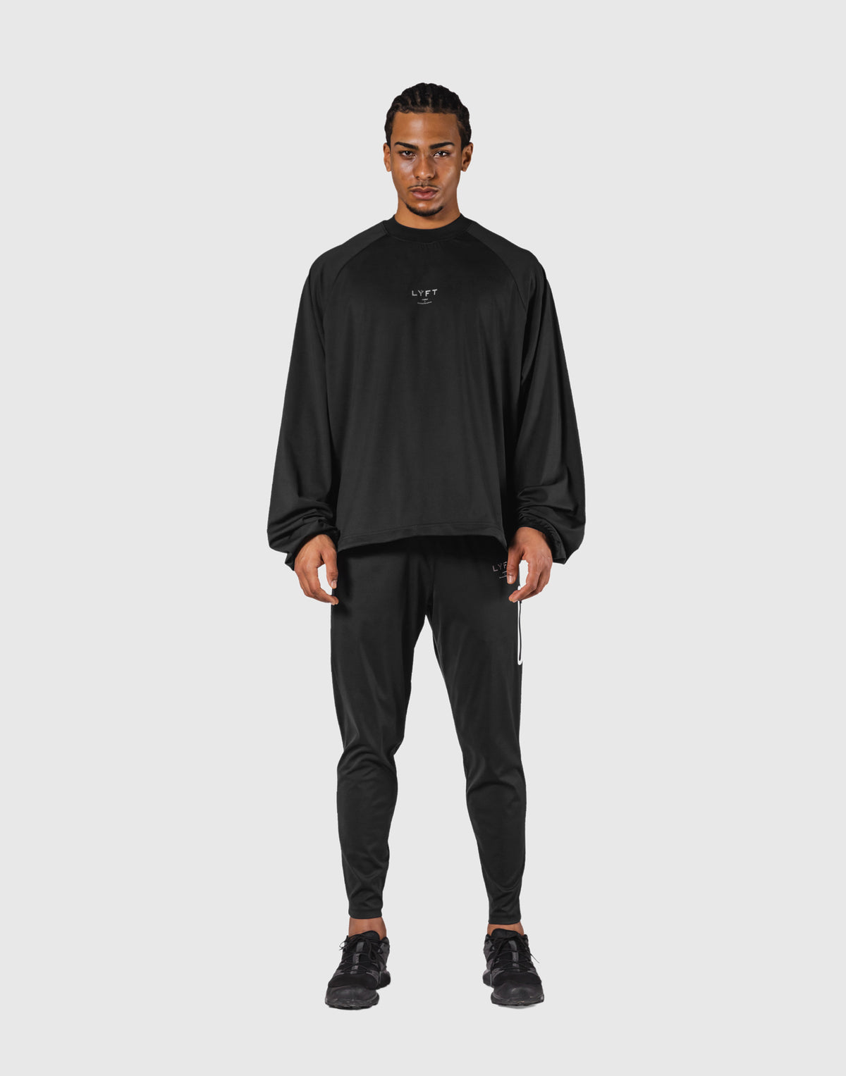 2-Way Stretch Relaxed Pullover Top - Black