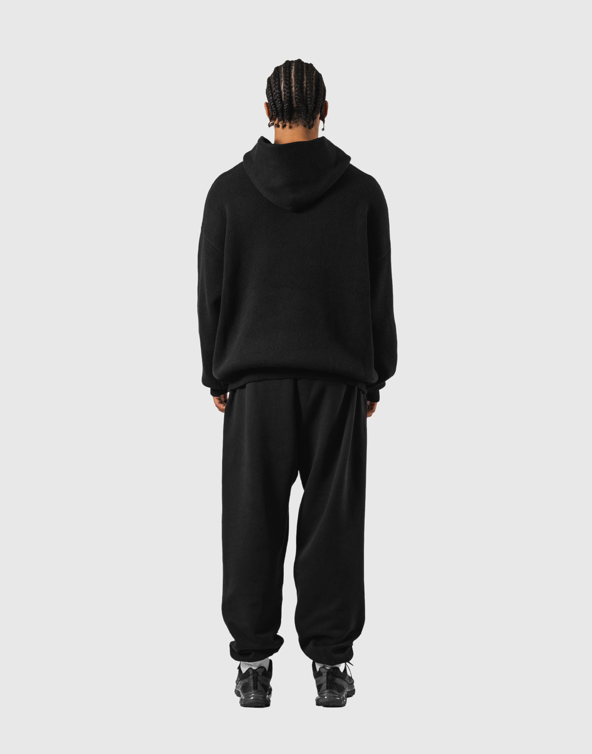 BTL Double Jacquard Knit Hoodie - Black