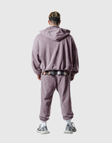 Oversized Vintage Zip-Up Hoodie - Purple