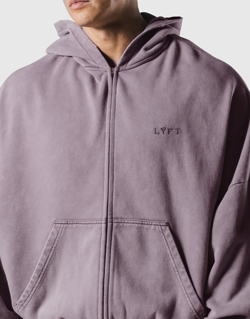 Oversize Vintage Sweat Zip-Up Hoodie - Purple – LÝFT