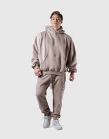 Old English Extra Wide Pullover Hoodie - Beige