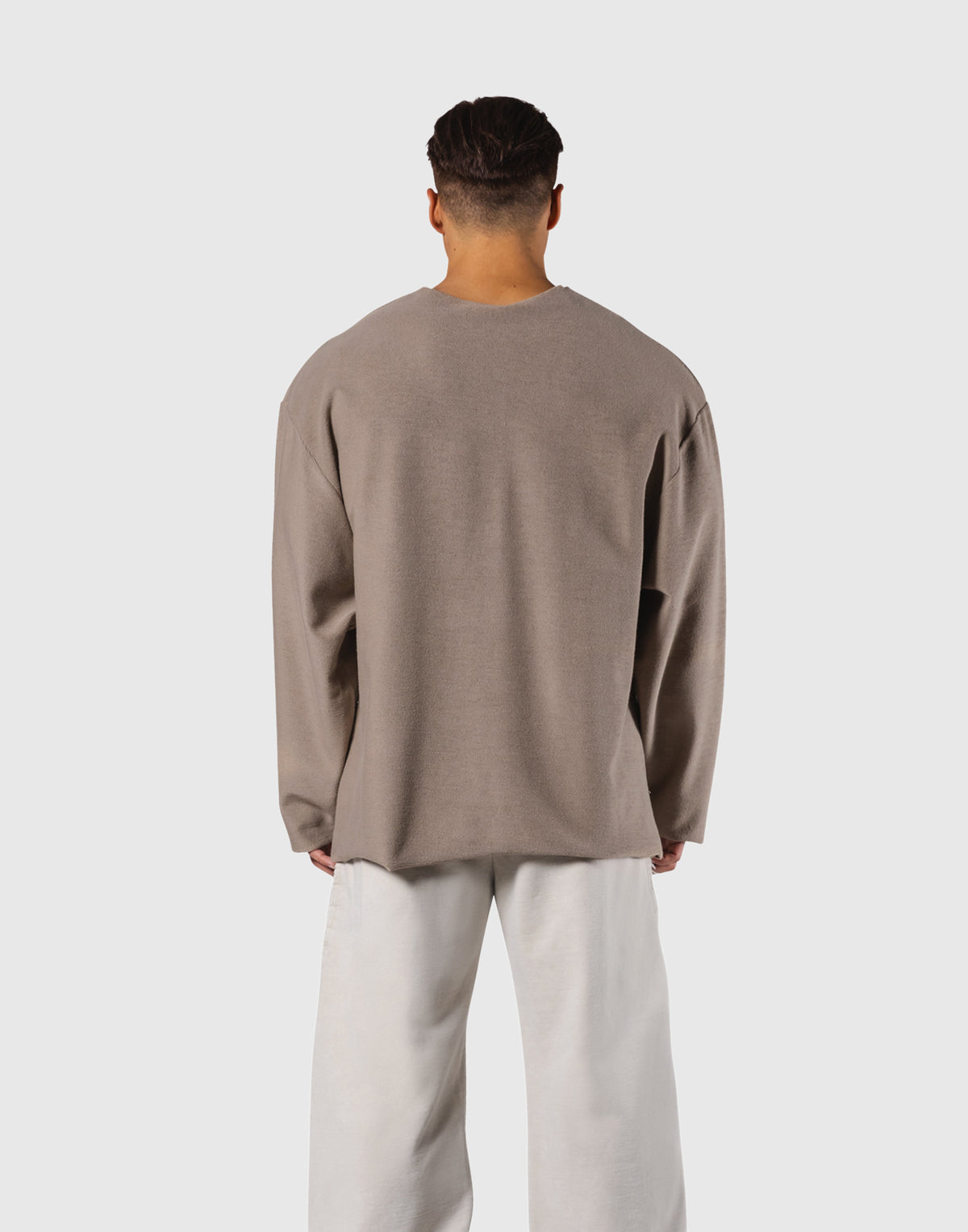 Pile Wappen Knit-Like Loose Sweatshirt - Beige