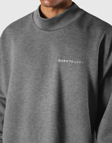 Oversize Mock Neck Pullover - D.Grey