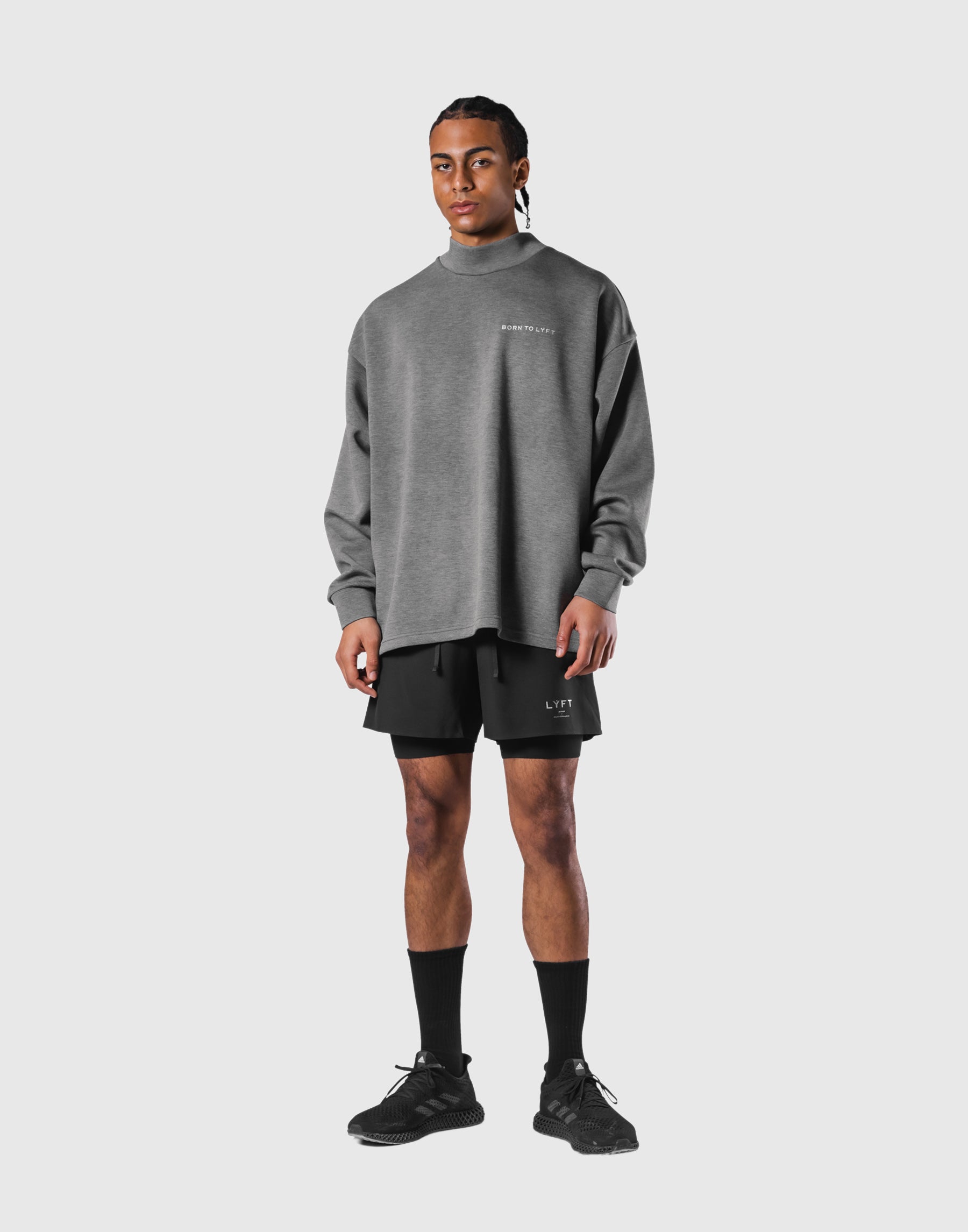 Oversize Mock Neck Pullover - D.Grey – LÝFT