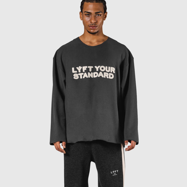 Pile Wappen Knit Like Loose Sweat Shirt - D.Grey – LÝFT