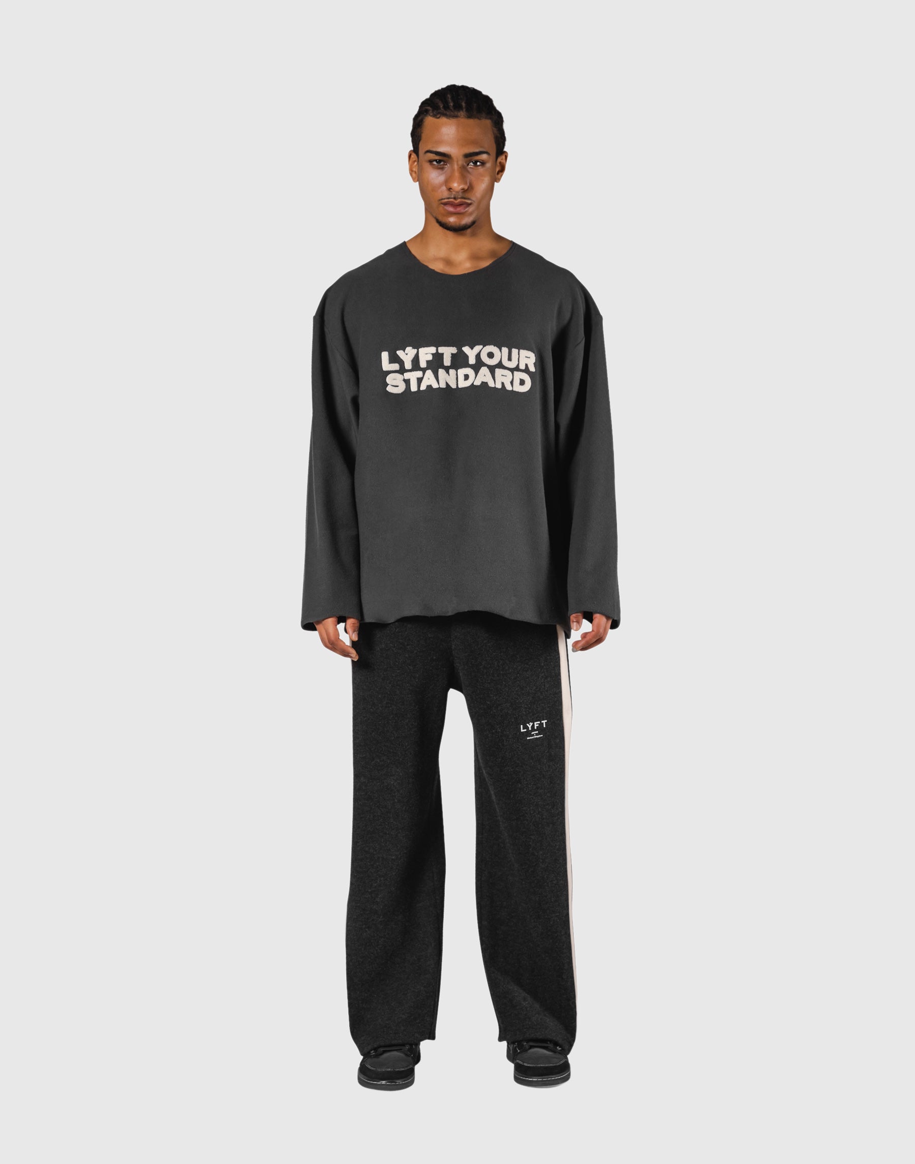 Pile Wappen Knit Like Loose Sweat Shirt - D.Grey – LÝFT