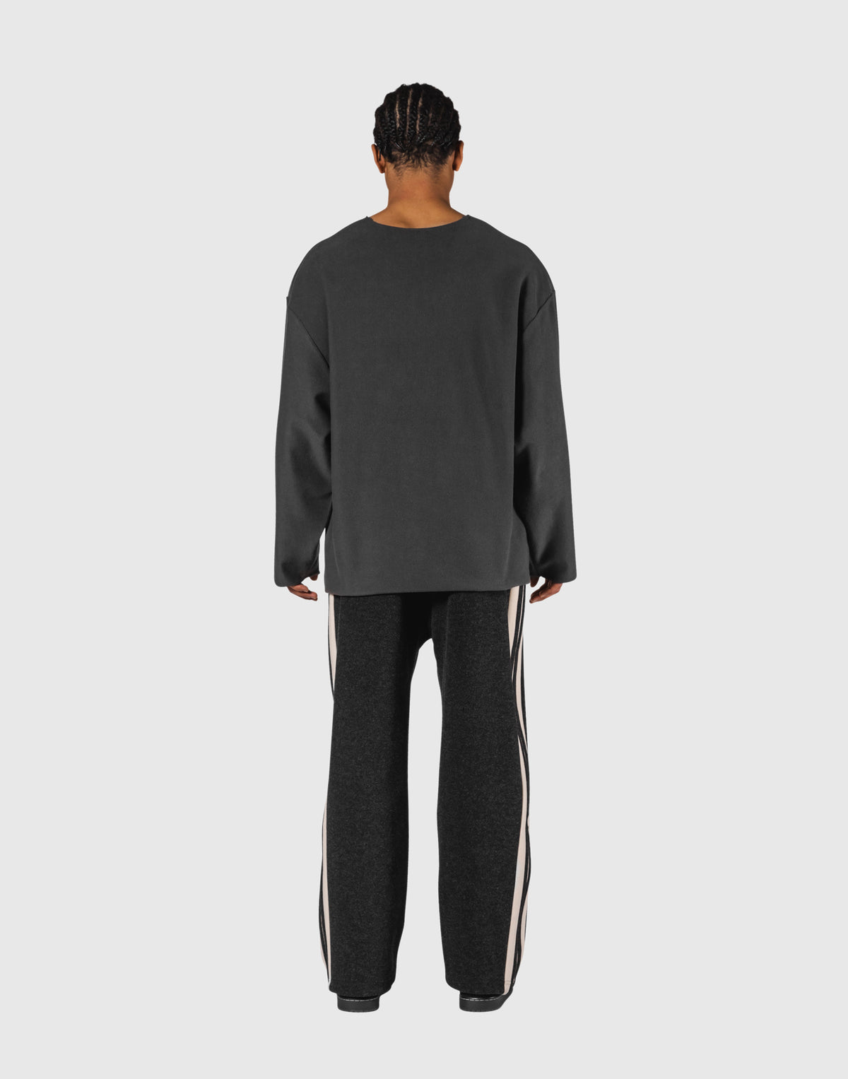Pile Wappen Knit Like Loose Sweat Shirt - D.Grey
