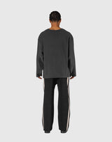 Pile Wappen Knit Like Loose Sweat Shirt - D.Grey