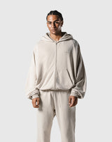 Oversize Vintage Sweat Zip-Up Hoodie - Ivory