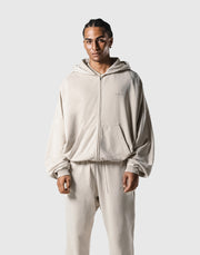 Oversize Vintage Sweat Zip-Up Hoodie - Ivory