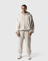 Oversize Vintage Sweat Zip-Up Hoodie - Ivory