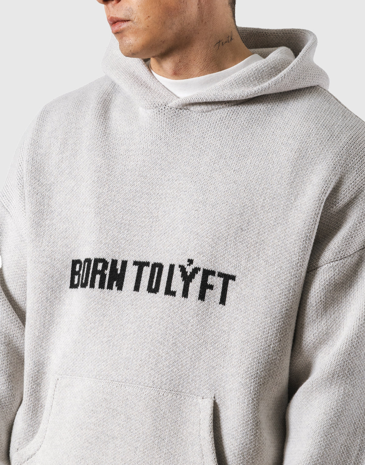 BTL Double Jacquard Knit Hoodie - Ivory