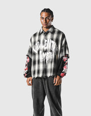 Cut-Off layered Oversize Check Shirt - Black – LÝFT