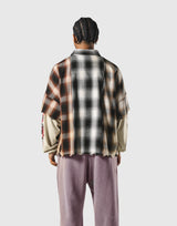 Cut-Off layered Oversize Check Shirt - Ivory