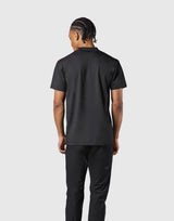 Laurel Y Stretch Button Neck T-Shirt - Black