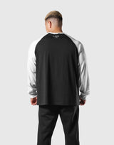 College Logo Raglan Big Long T-Shirt - Black