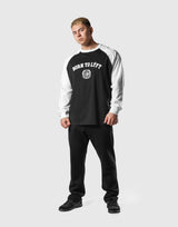 College Logo Raglan Big Long T-Shirt - Black