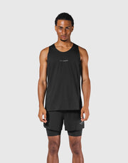 Shoulder Pattern Stretch Standard Tanktop - Black