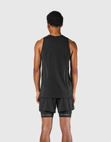 Shoulder Pattern Stretch Standard Tanktop - Black