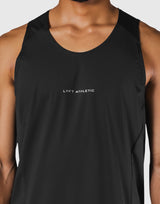 Shoulder Pattern Stretch Standard Tanktop - Black