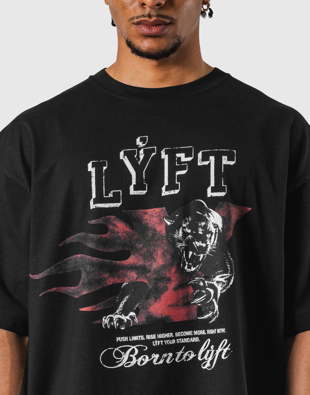 Panther Ý Graphic Vintage Big T-Shirt - Black