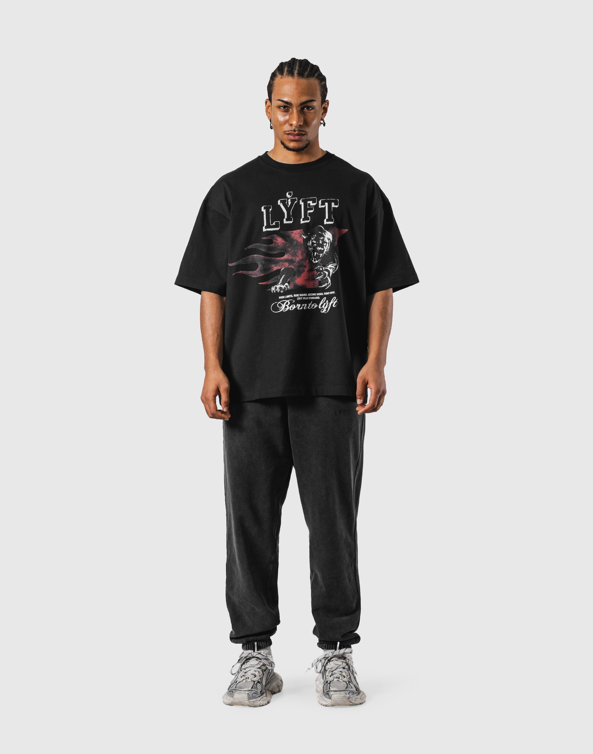 Panther Ý Graphic Vintage Big T-Shirt - Black