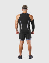 Shoulder Pattern Stretch Standard Tanktop - Blue