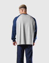 College Logo Raglan Big Long T-Shirt - Grey