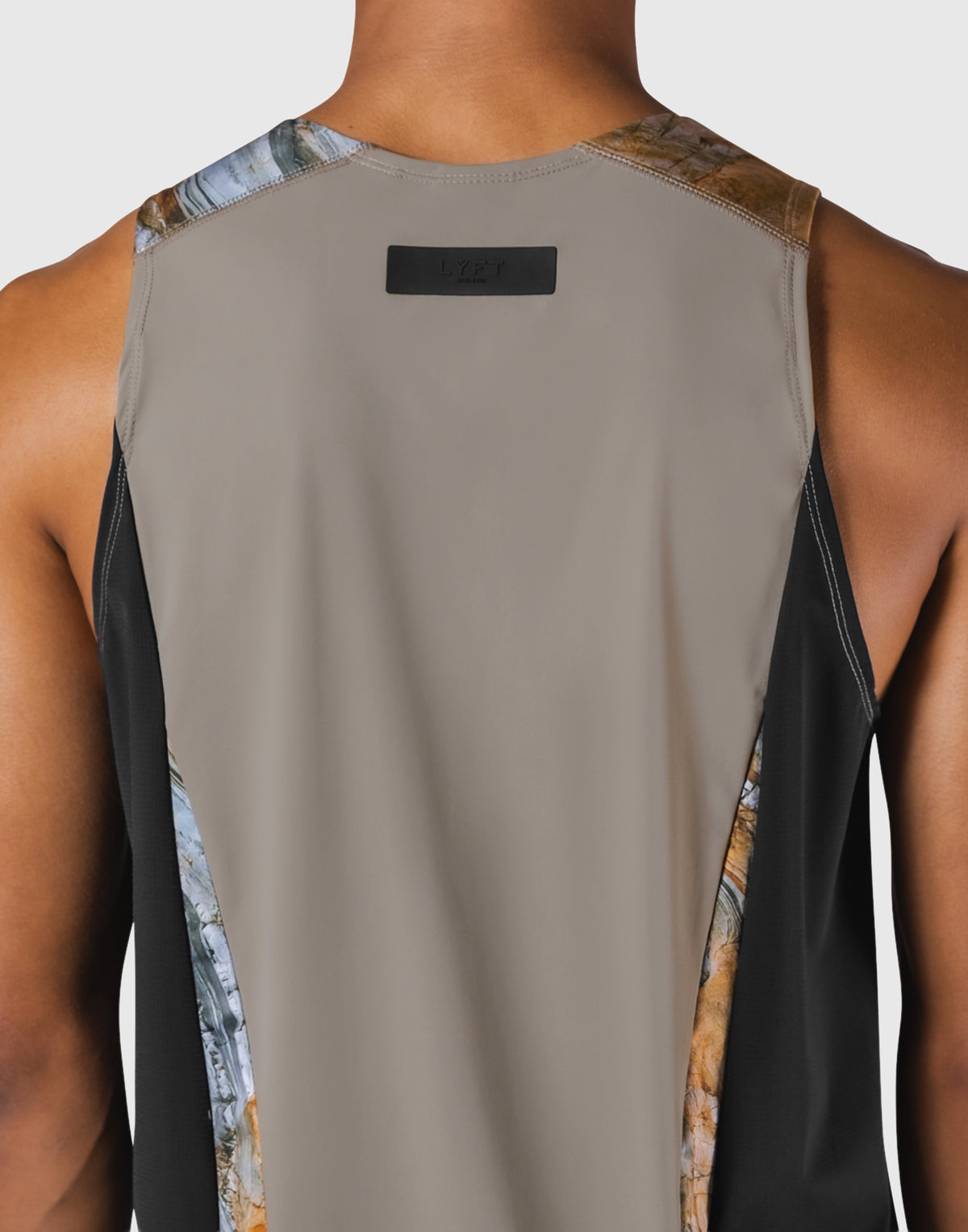 Shoulder Pattern Stretch Standard Tanktop - Beige