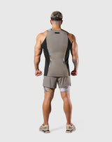 Shoulder Pattern Stretch Standard Tanktop - Beige