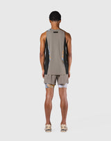 Shoulder Pattern Stretch Standard Tanktop - Beige