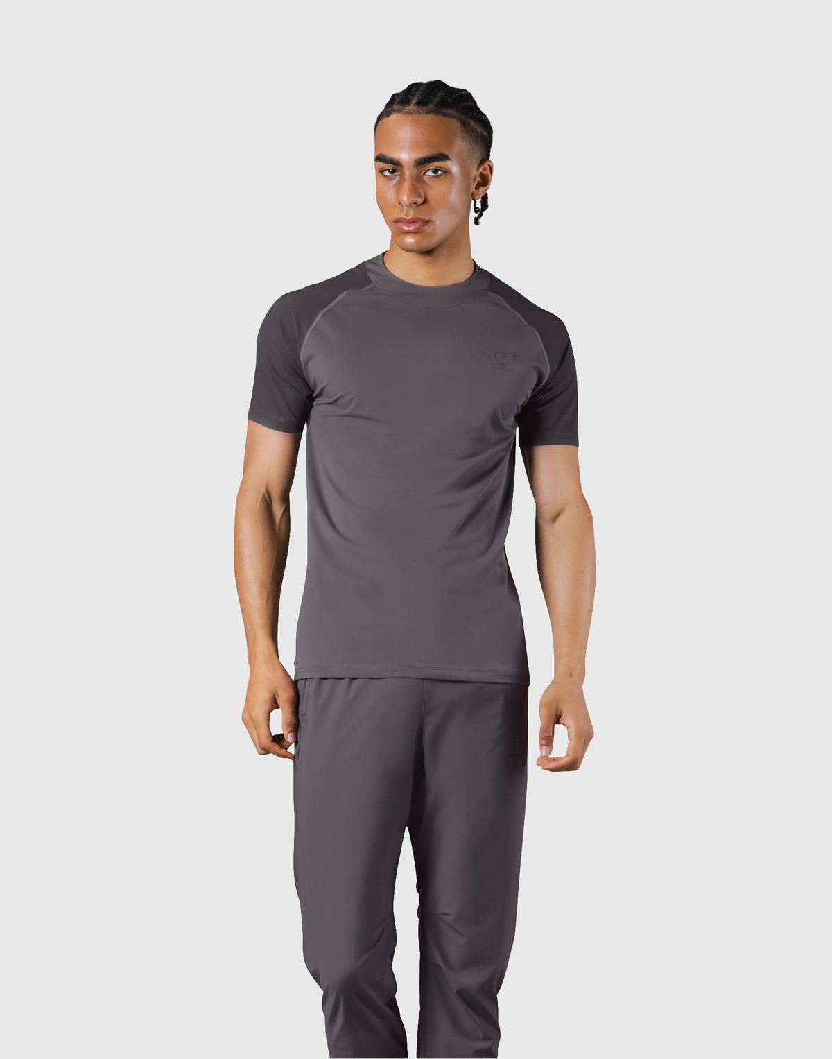 Slim Fit Mesh Sleeve T-Shirt -D.Grey