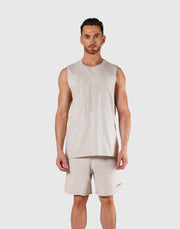 Quilt Patch Loose Fit Tanktop - Beige