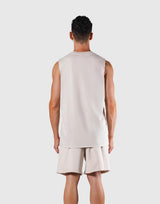 Quilt Patch Loose Fit Tanktop - Beige