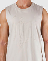 Quilt Patch Loose Fit Tanktop - Beige