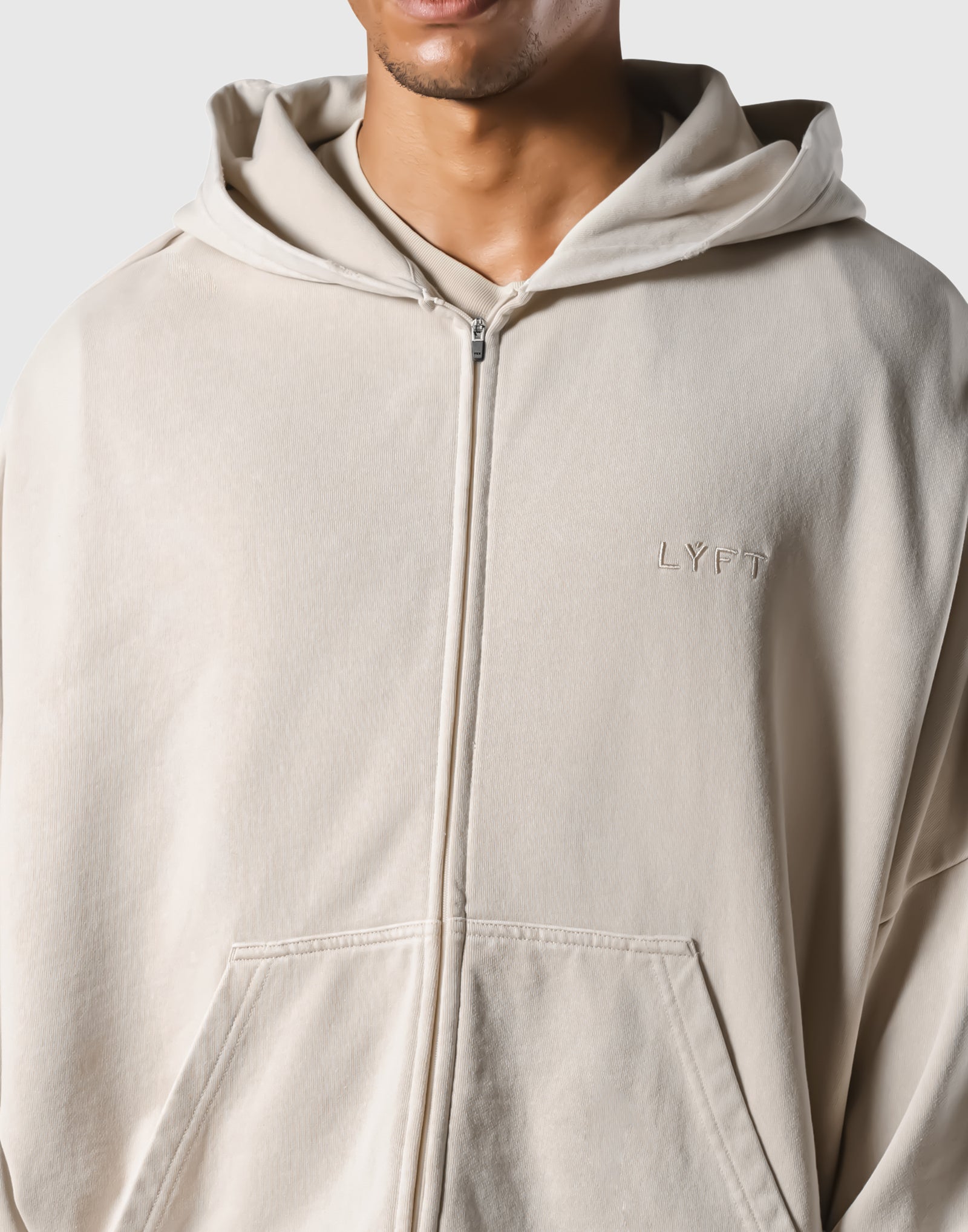 トップス LYFT OVERSIZE ZIP-UP VINTAGE SWEATHOODIE Oversized Vintage Zip-Up Hoodie - Beige – LÝFT