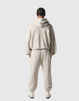 Oversize Vintage Sweat Zip-Up Hoodie - Beige