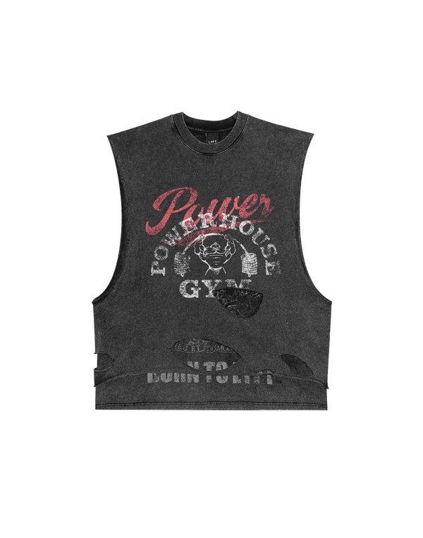 LÝFT × Power House Gym Layered Vintage Tanktop - Black
