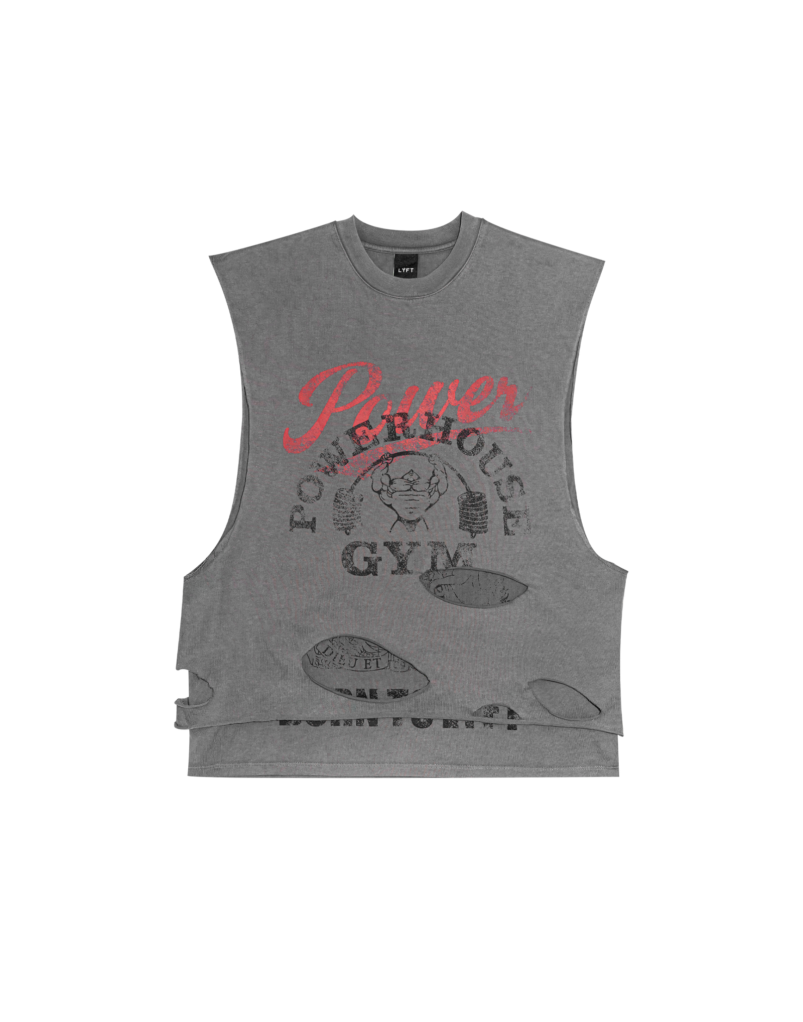LÝFT × Power House Gym Layered Vintage Tanktop - D.Grey LÝFT × Power House Gym Layered Vintage Tanktop - D.Grey