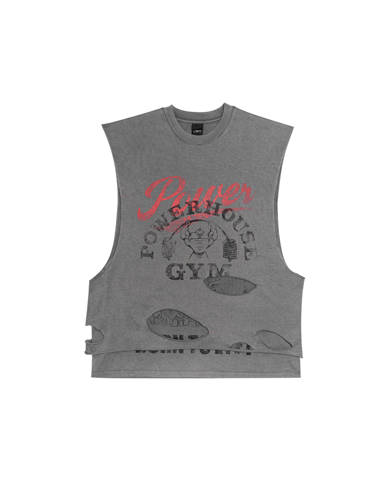 LÝFT × Power House Gym Layered Vintage Tanktop - D.Grey LÝFT × Power House Gym Layered Vintage Tanktop - D.Grey