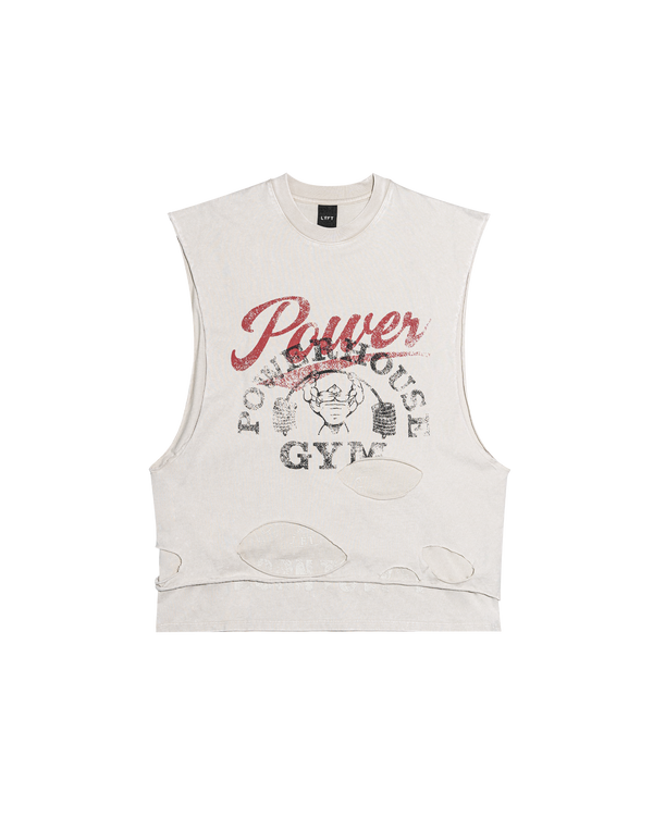 LÝFT × Power House Gym Layered Vintage Tanktop - Ivory