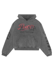 LÝFT × Power House Gym Vintage Sweat Zip-Up Hoodie - D.Grey