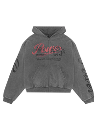 LÝFT × Power House Gym Vintage Sweat Zip-Up Hoodie - D.Grey LÝFT × Power House Gym Vintage Sweat Zip-Up Hoodie - D.Grey