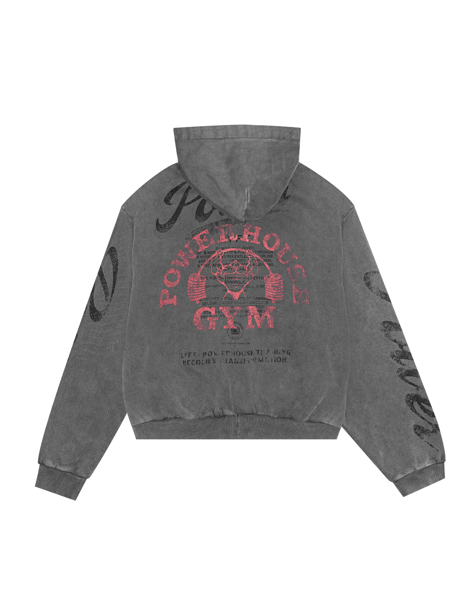 LÝFT × Power House Gym Vintage Sweat Zip-Up Hoodie - D.Grey