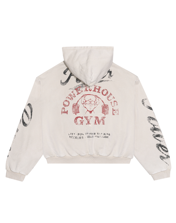 LÝFT × Power House Gym Vintage Sweat Zip-Up Hoodie - Ivory