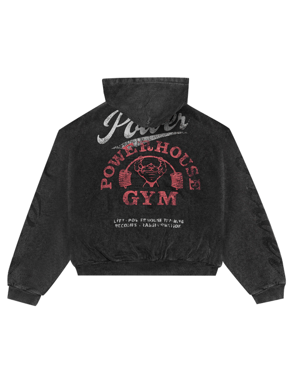 LÝFT × Power House Gym Vintage Sweat Zip-Up Hoodie - Black