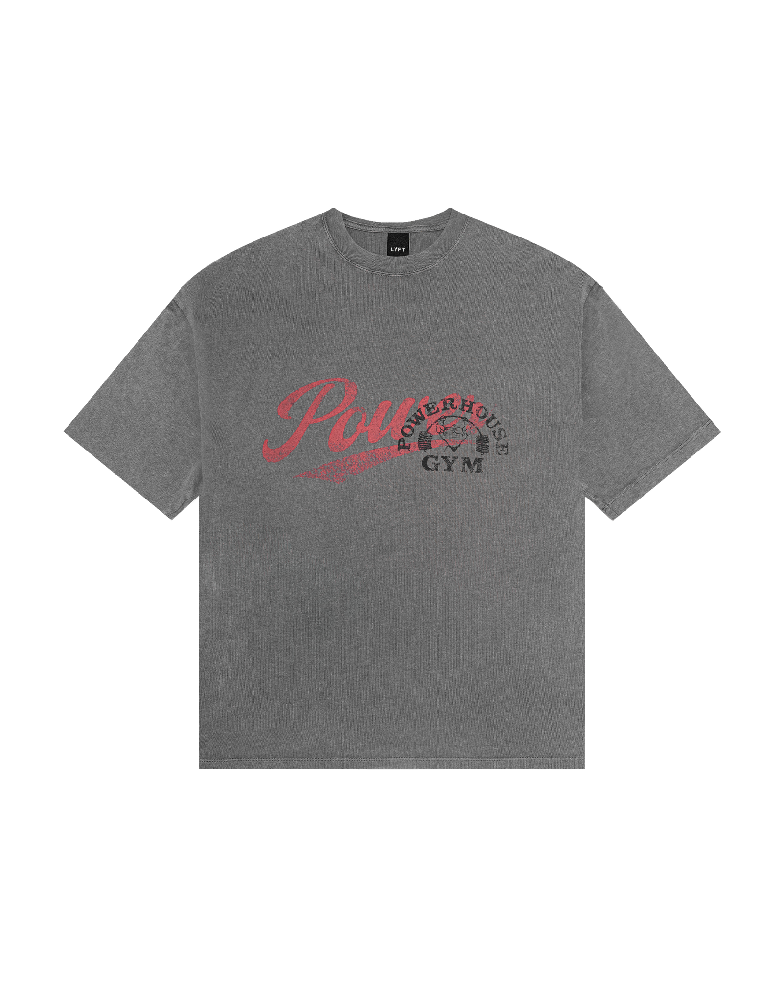 LÝFT × Power House Gym Vintage Big T-Shirt - D.Grey